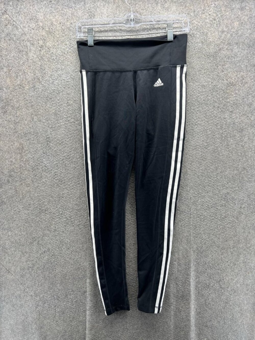 Adidas Leggings Womens Small Black High Rise 3 Stripe Climalite Ankle Yoga Pants